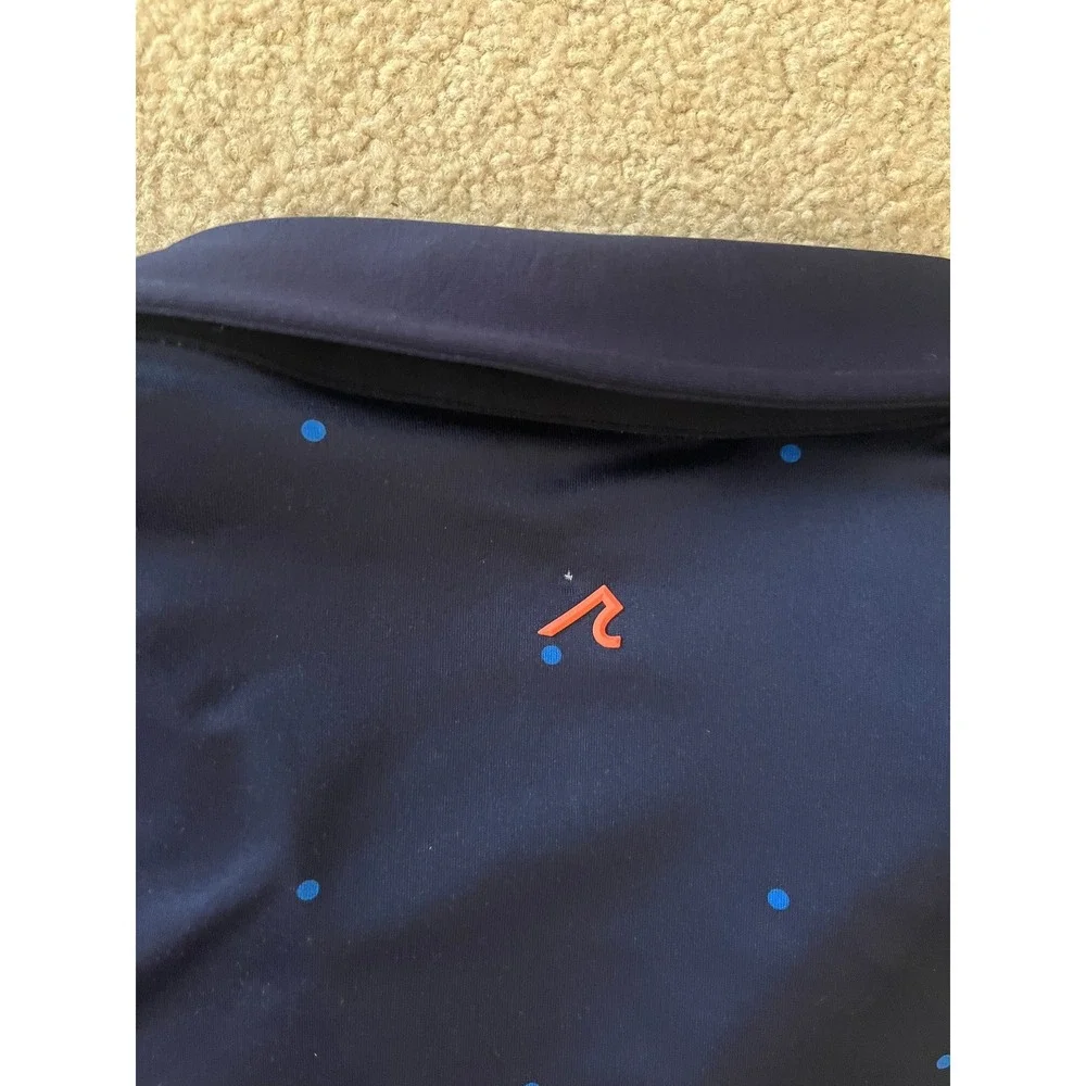Redvanly NWT Men's Navy Blue Micro Dot Athletic Luxury Golf Polo‎ Shirt- Size M